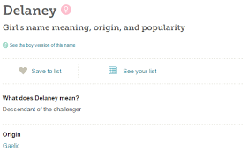Delaney Baby Girl Name Starting With The Letter D Boy Names Girl Names Boy Name Meanings