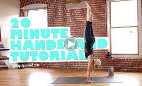 Begin at step 4 from the handstand pose tutorial. 20 Minute Handstand Tutorial Free Class Yogiapproved Com