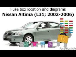 Fuse box diagram > nissan altima (l31; Fuse Box Location And Diagrams Nissan Altima L31 2002 2006 Youtube