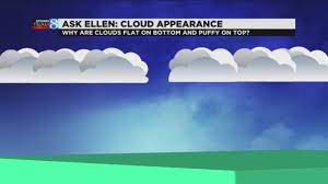 Aug 31, 2020 · as the air continues to rise, that first chunk of cloud gets pushed up as more cloud forms beneath, resulting in a cloud that's puffy on top but flat on the bottom. Ask Ellen Why Do Some Clouds Have Flat Bottoms And Puffy Tops Youtube