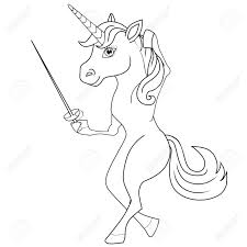 Dessin & coloriage de licorne en ligne, gratuit à imprimer pour colorier licorne avec les enfants et adultes. Style De Dessin Anime Pour Le Livre A Colorier Licorne Escrimeur Image Isole Sur Fond Blanc Clipart Pour Les Enfants Clip Art Libres De Droits Vecteurs Et Illustration Image 93081538