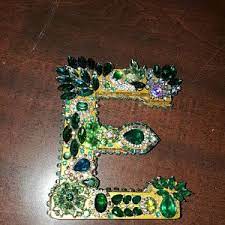 Custom Rhinestone Jewelry Silver Letter Etsy Shabby Chic Vintage Cornici Shabby Chic Shabby Chic