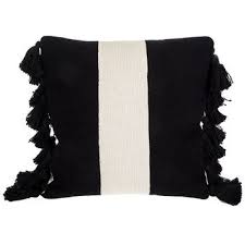Black And White Throw Pillow With Tassels Black Cream Striped Pillow With Tassels Stripe Pillow Black And Cream Living Room Pillows