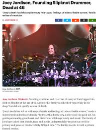 Slipknot drummer joey jordison cause of death. Cyvgmh1bdcs8lm