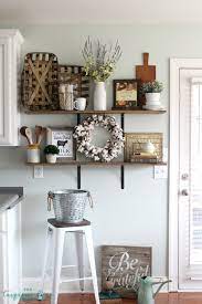 Choose from decorations inspired by rustic tools of a bygone era and pieces that offer unexpected twists on. Decorating Shelves In A Farmhouse Kitchen