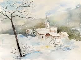 Peinture Par Martine Saint Ellier France Artmajeur Comment Peindre Paysage Neige Aquarelle Tutoriel Paysage Aquarelle