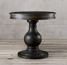 Rh S Vintage Foyer Pedestal Table Handcrafted And One Of A Kind Our Hardwood Table Has The Worn Loved Look Pedestal Table Round Foyer Table Foyer Decorating