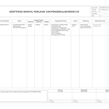 100%100% found this document useful, mark this document as useful. Formulir Identifikasi Bahaya Penilaian Resiko Dan Pengendalian Resiko K3 Manajemen K3 Umum