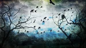 Drawing Birds Flying In The Sky Painting 2kfans Com Forest Art Forest Drawing Nature Art