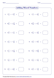 Mixed Numbers Addition Different Denominators Fractions Worksheets Adding Improper Fractions Subtracting Fractions