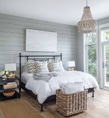 Love The Shiplap Accent Wall Maybe For The Master Remodel Bedroom Rustic Master Bedroom Lakehouse Bedroom