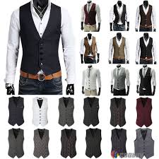 New Men S Formal Business Casual Dress Vest Suit Tuxedo Slim Fit Waistcoat Coat Waistcoat Men Casual Men Vest Outfits Casual Dress Vest