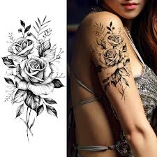 Purple Rose Jewelry Water Transfer Tattoo Stickers Women Body Chest Art Temporary Tattoo Girl Waist Bracelet Flash Tatoos Flower In 2020 Tattoos For Women Flowers Girls Temporary Tattoos Shoulder Tattoos For Women
