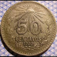 1934 mexico estados unidos mexicanos 10 centavos small silver coin km# 431. Mexico 1920 50 Centavos Estados Unidos Mexicanos Coins