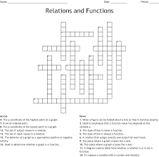 (4) a graph representing the function f (x) is given figure. Relations And Functions Crossword Wordmint