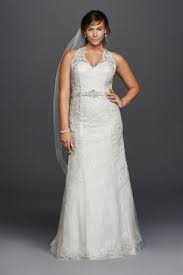 Jewel Lace Plus Size Halter Wedding Dress David S Bridal Wedding Dress Styles Wedding Dresses Davids Bridal Dresses