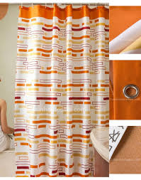 Fancy Orange Color Geometric Print Fun Shower Curtain Cool Shower Curtains Striped Shower Curtains Curtains