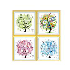 Choose from floral patterns, wedding patterns, christmas patterns and free cross stitch patterns for beginners. Cross Stitch Diy Handmade Needlework Set Dream Tree Cross Stitch Scenery Patterns Embroidery Scenery Home Decoration 49 X 49 Cm Summer Four Seasons Rich Tree Cross Stitch Counted Kits