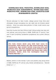 Guru baru kumpulan soal psikotes 2013 terbaik dan terlengkap. Soal Dan Jawaban Psikotes Pdf Peranti Guru