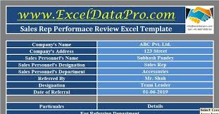 Download Sales Rep Performance Review Excel Template Exceldatapro