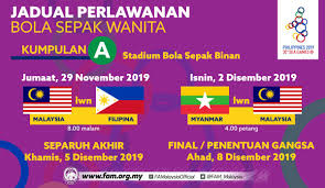 Laman ini adalah mengenai sukan sea 2019, (bola sepak/asia). Fa Malaysia On Twitter Jadual Perlawanan Sukan Sea 2019 Wanita Skuad Bola Sepak Wanita Kebangsaan Kendalian Jacob Joseph Akan Berdepan Tuan Rumah Filipina Pada 29 November 2019 Myanmar 2 Disember 2019