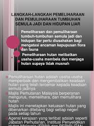 0 ratings0% found this document useful (0 votes). 40037786 Langkah Langkah Pemeliharaan Dan Pemuliharaan Tumbuhan Semula Jadi Dan