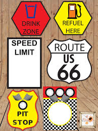 Race Car Themed Printable Party Road Signs In Microsoft Word Customizable Car Boy Cars Theme Birthday Party Hotwheels Birthday Party Cars Birthday Party Disney