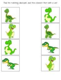 Green Dinosaur Matching Worksheet Find The Like Dinosaurs And Draw A Line From One To Th Dinosaur Activities Preschool Dinosaur Activities Matching Worksheets