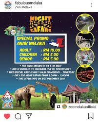 Pelawat dinasihatkan agar berpakaian sopan dan memperolehi kebenaran daripada pihak gereja sebelum sejajar dengan konsep pembangunan zoo, zoo melaka telah mengamalkan konsep terbuka dan mengekalkan persekitaran semula jadi yang hijau. Pemburu Tiket Murah On Twitter Special Untuk Orang Melaka Tiket Masuk Ke Night Safari Di Zoo Melaka Bermula Serendah Rm5 Untuk Kanak Dan Rm10 Untuk Dewasa Https T Co Wi5apopcti
