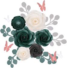 A yucca in bloom is a showstopper. Buy Fonder Mols Large 3d Paper Flowers Decorations For Wall Eucalyptus Green White Set Of 17 Wedding Bridal Shower Baby Shower Nursery Decor Centerpieces Paper Roses Backdrop Party No Diy Online