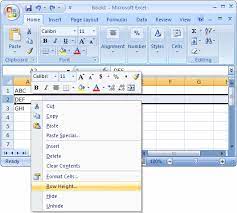 Ms Excel 2007: Change Height Of A Row