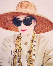 Big Hat And Layers Of Beads Stylishching Fashion Eye Sunglasses Cat Eye Sunglasses