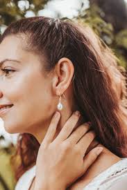 Teardrop Pearl Ear Earrings, Bridal & Bridesmaid Earring