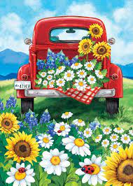Prairie Frontier Pioneer Farmhouse Woman Flowers Vintage Red Etsy Summer Painting Farm Paintings Vintage Red Truck