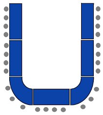 u shaped setup using serpentine tables wedding table