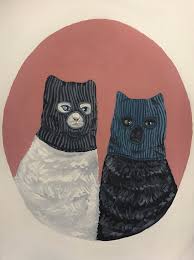 Serial Cuddlers 9 X12 Print Cat Art Cute Art Psychedelic Art
