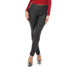 Pantalon fuseau enduit treillis neuf!!! Pantalon En Simili Cuir Noir Effet Push Up