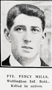 Private Percy Mills, Wellington Infantry Battalion, killed in action