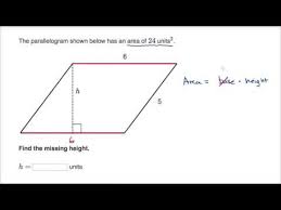 If we draw any perpendicular segment from a point on the base to the opposite side of the parallelogram, that segment will always have the same length. Finding Height Of A Parallelogram Video Khan Academy