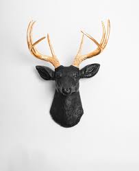 Maybe you would like to learn more about one of these? Black Faux Deer Head Wall Decoration W Gold Antlers