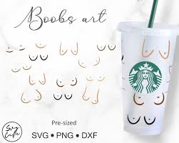 スターバックスのベンティ コールド カップ 24 オンス用胸アート SVG 胸 SVG。