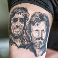 Waylon Jennings & Kris Kristofferson by artist @sharonkissel . Photo :  @karlimphoto