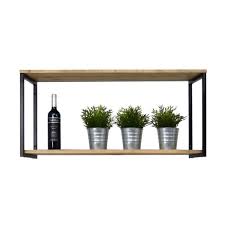 Étagère basse style industriel : Etagere Murale Double Icub 120x30x47cm Bois De Pin 30mm Fini Vintage Style Industriel Box Furniture Cdiscount Maison