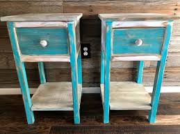 Rustic Teal End Tables Set Of Two End Table Sets Rustic End Tables End Tables
