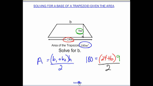 All four sides of an isosceles trapezoid if you know height, angle at. Solving For A Base Of A Trapezoid Given Area Youtube