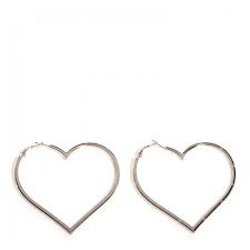 Chanel Cc Heart Hoop Earrings Silver Liked On Polyvore Featuring Jewelry Earrings Heart Hoop Earrings Heart Sha Heart Hoop Earrings Hoop Earrings Earrings