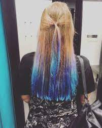 smillivaniili girl with blonde blue purple ombre dip dye hair