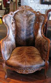Hair On Hide Wing Back Chair Brindle Cow Hide Cowhide Chair Rustic Furniture Western Furniture