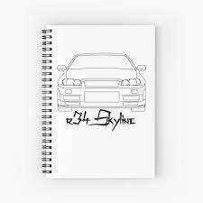 Find over 100+ of the best free jdm car images. Nissan Skyline R34 Gtr Simple Lines Art Print By Mudfleap Redbubble