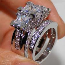 Luxury Crystal Female Zircon Wedding Ring Set Fashion Silver Color Bridal Sets Jewelry Promise Love Engagement Rings For Women Aliexpress